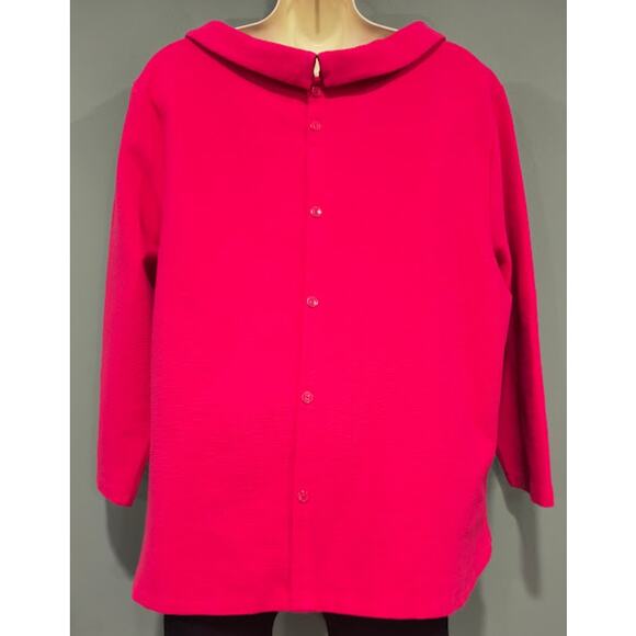 Talbots 3/4 Sleeve Heavy Knit Top with Rolled Collar, Salmon, Sz XL - Picture 2 of 6